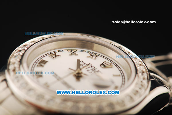 Rolex Datejust Automatic Movement ETA Coating Case with White Dial and Diamond Bezel-Lady Model - Click Image to Close